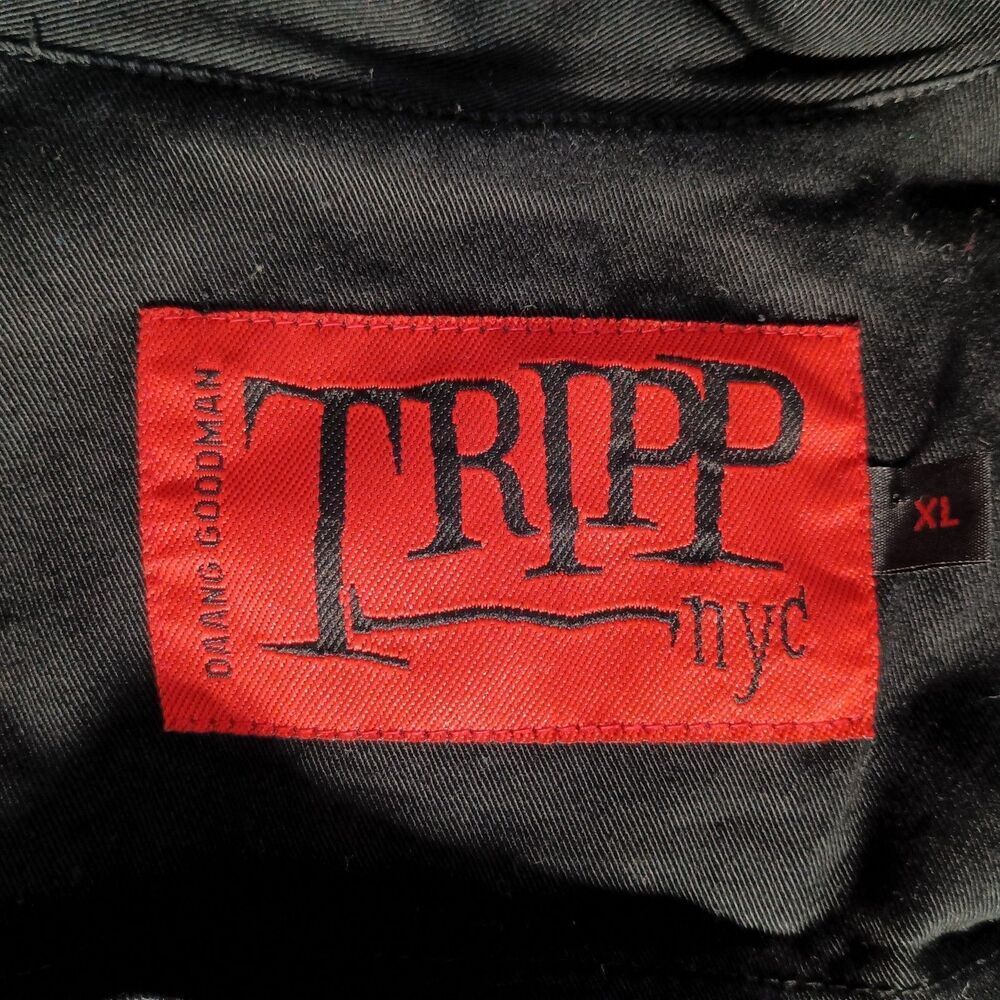 Tripp NYC Goth Dress Womens XL Long Black Front Zip Long Sleeve Cotton - Picture 4 of 7